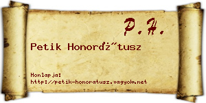 Petik Honorátusz névjegykártya